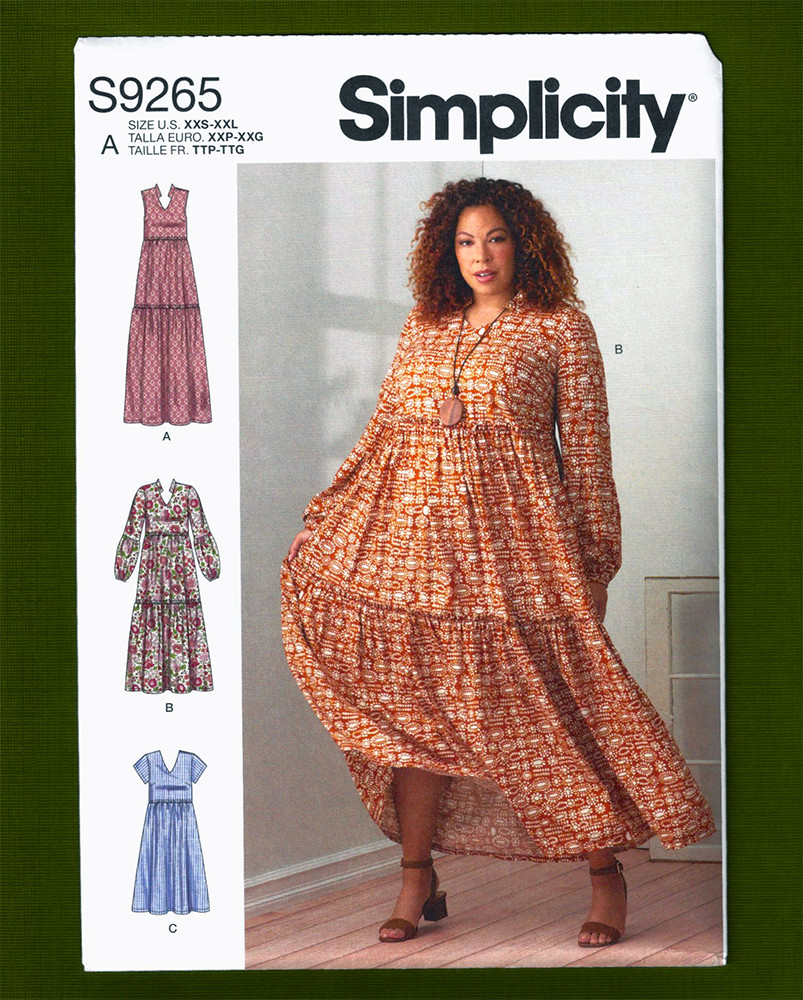Boho Dress Sewing Pattern~Sleeve Variations! (Sizes XXS-XXL) Simplicity 9265