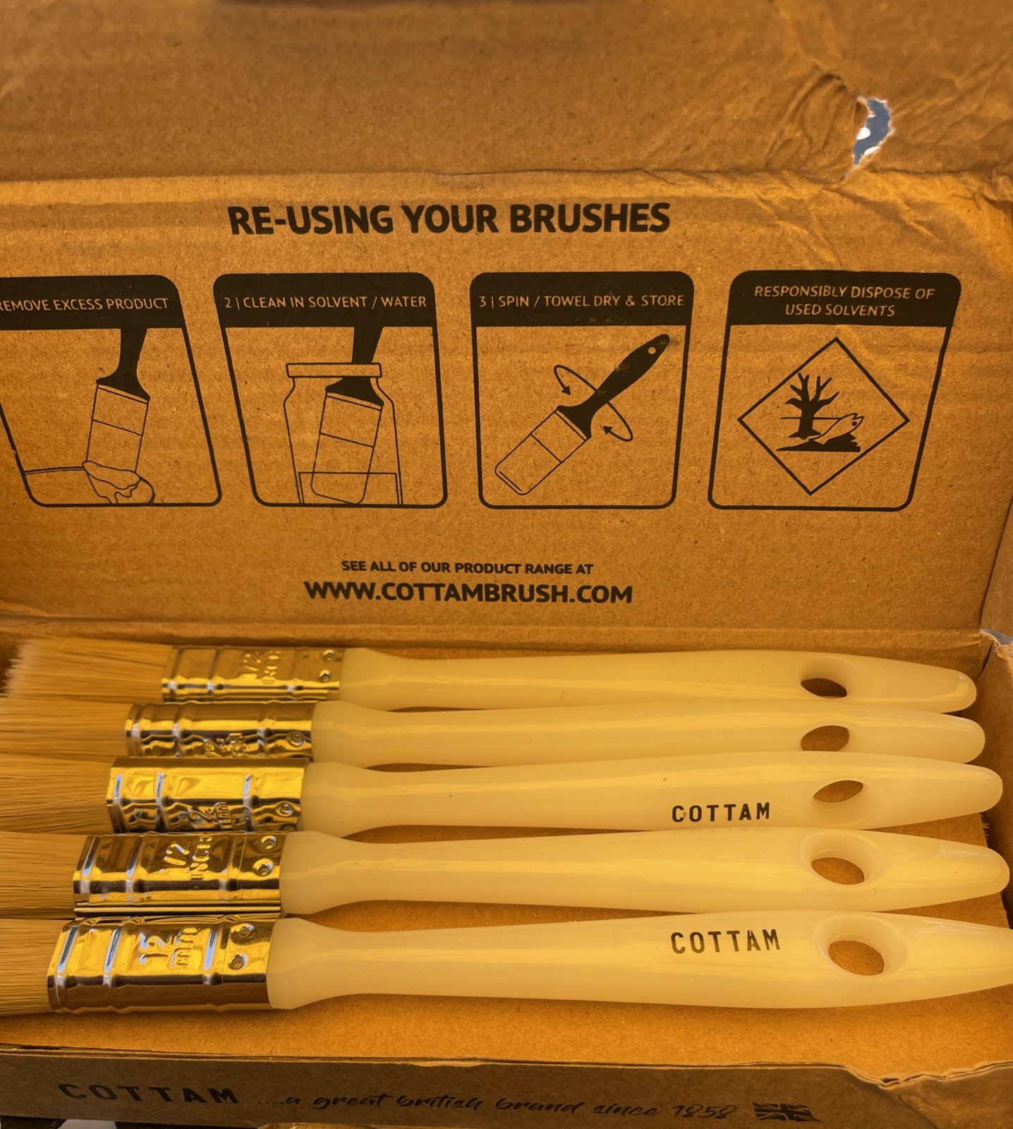 Pack of 10 - Cottam PPB00310 Laminating Brushes 0.5”/ 25mm