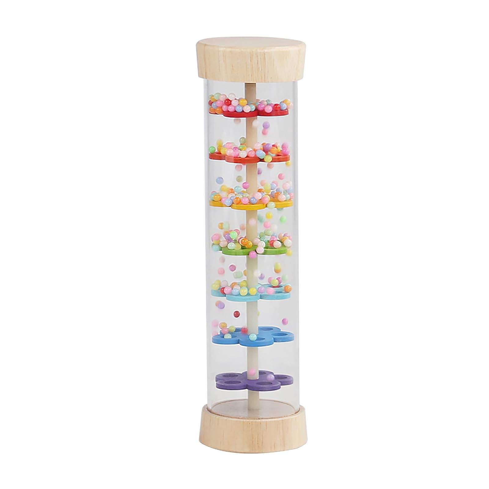WODI Wooden Baby Rattle Rainstick Rainmaker Montessori Musical Toy Rainbow