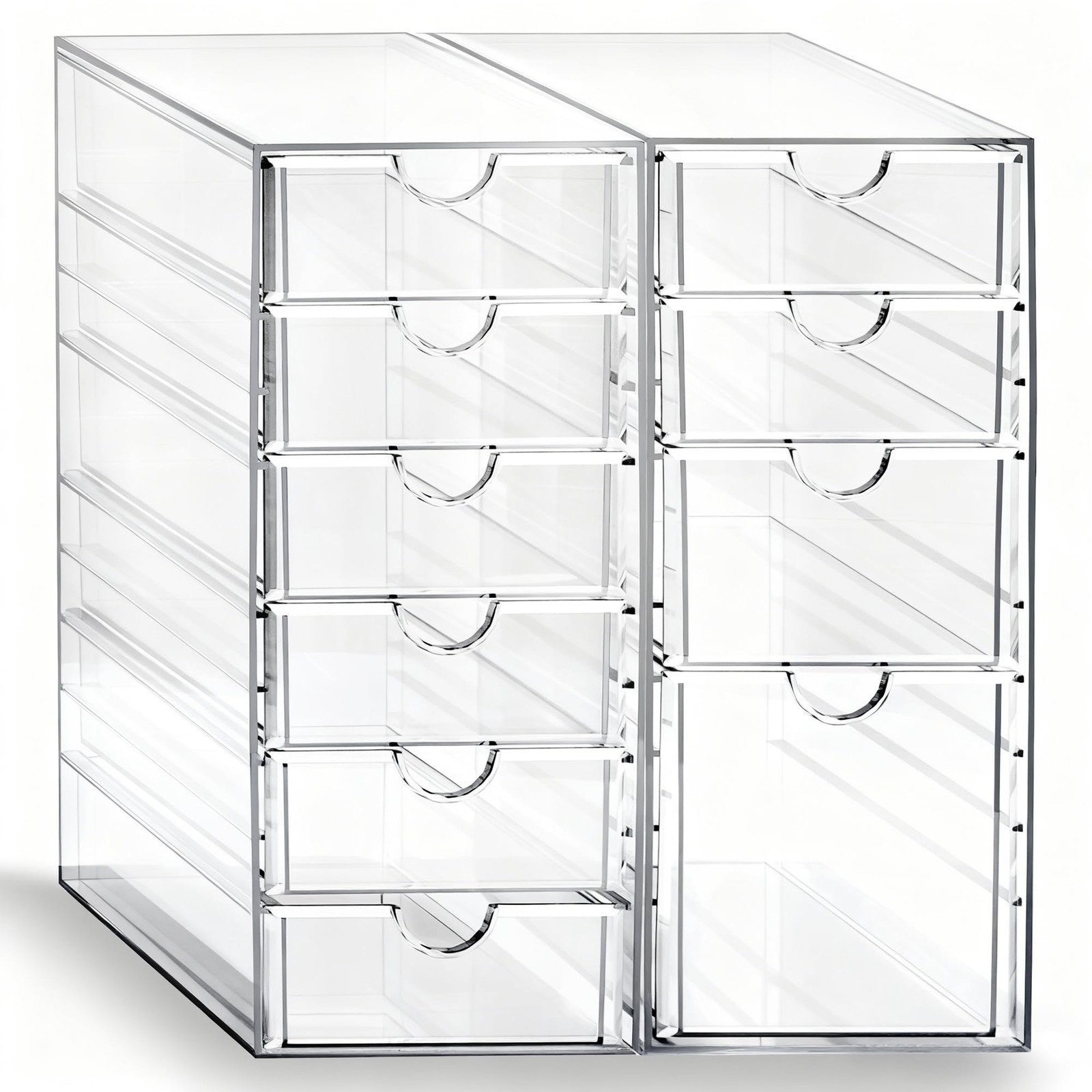 Prsildan Acrylic Drawer Makeup Organizer with 10 Drawers, Set of 2 Office Des...