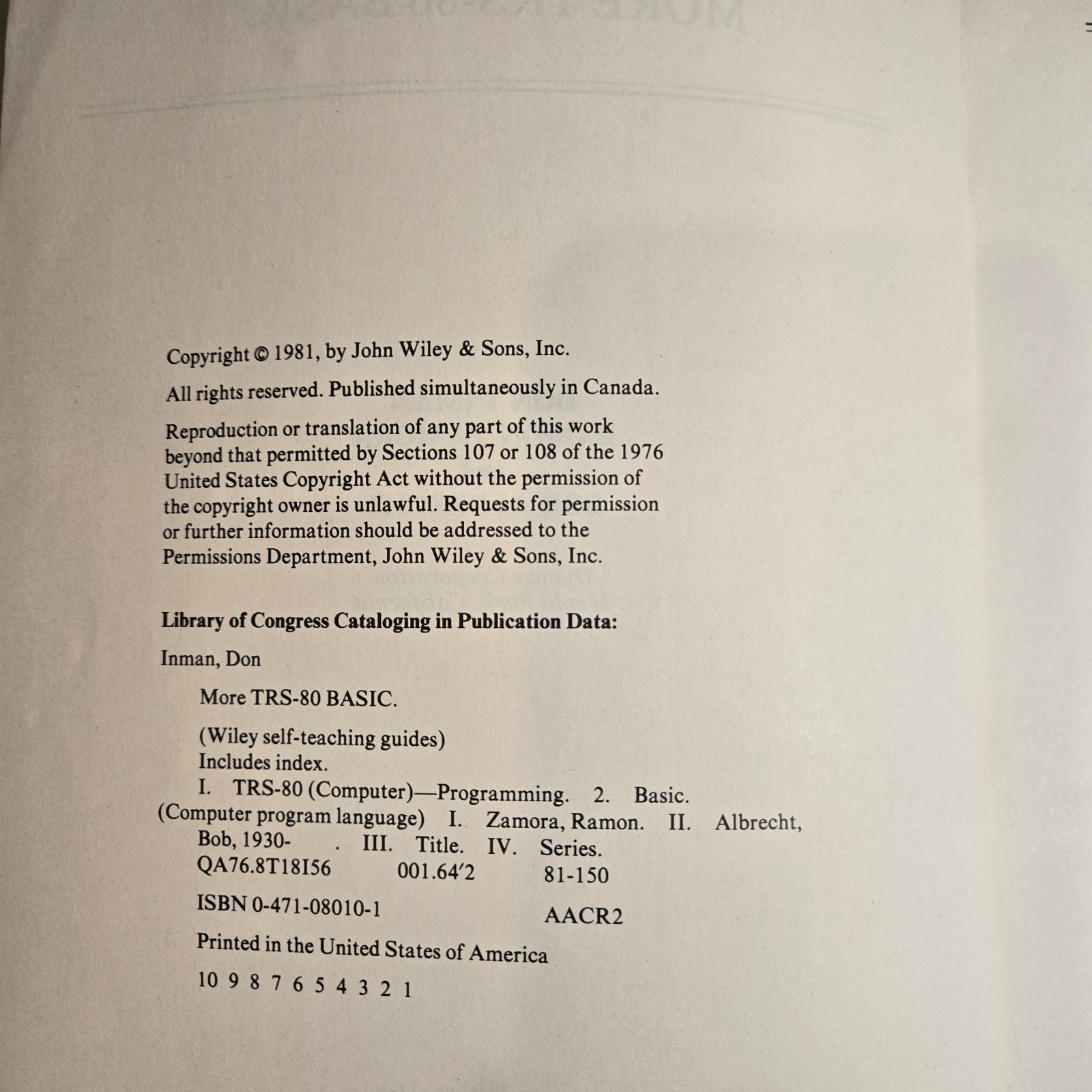 Radio Shack TRS-80 Advanced Level II Basic Don Inman Bob Albrecht Ex-Lib