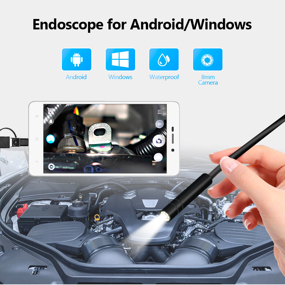 6LED USB Snake Endoscope Borescope Inspection Camera Scope for Android Type C