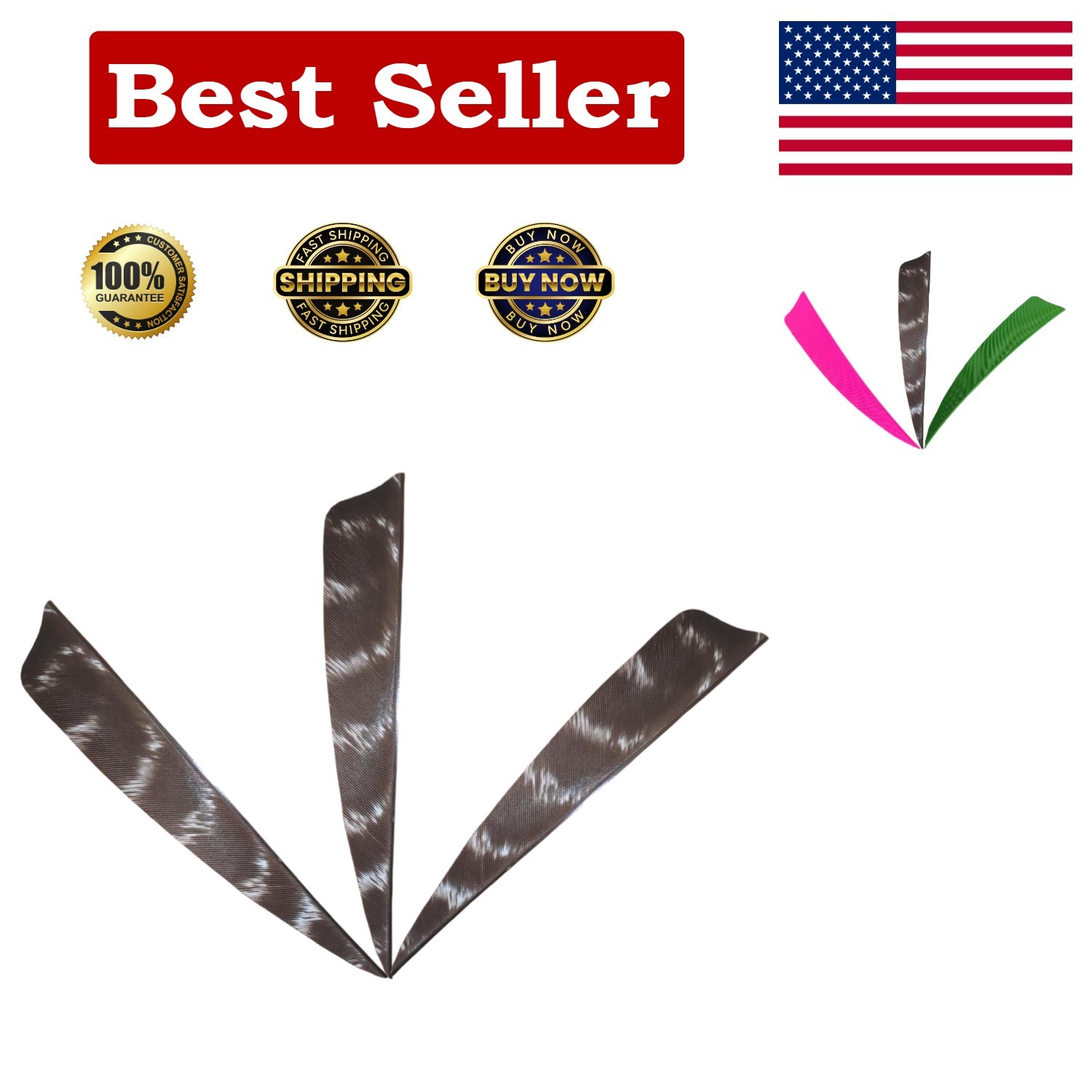 50pcs 4” Shield Cut Archery Fletches Arrow Feathers Turkey Feather Right Wing...
