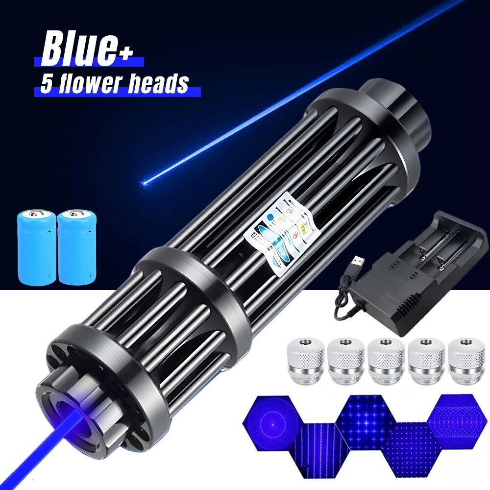 Watt Adjustable High Power Blue Burning Laser Pointer Visible Dot Torch Light US