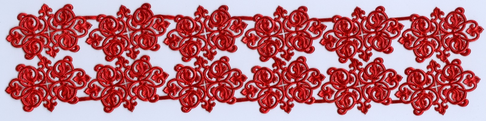 GERMAN DRESDEN DIE CUT PAPER FILIGREE ROSETTES RED FOIL VICTORIAN CRAFTS