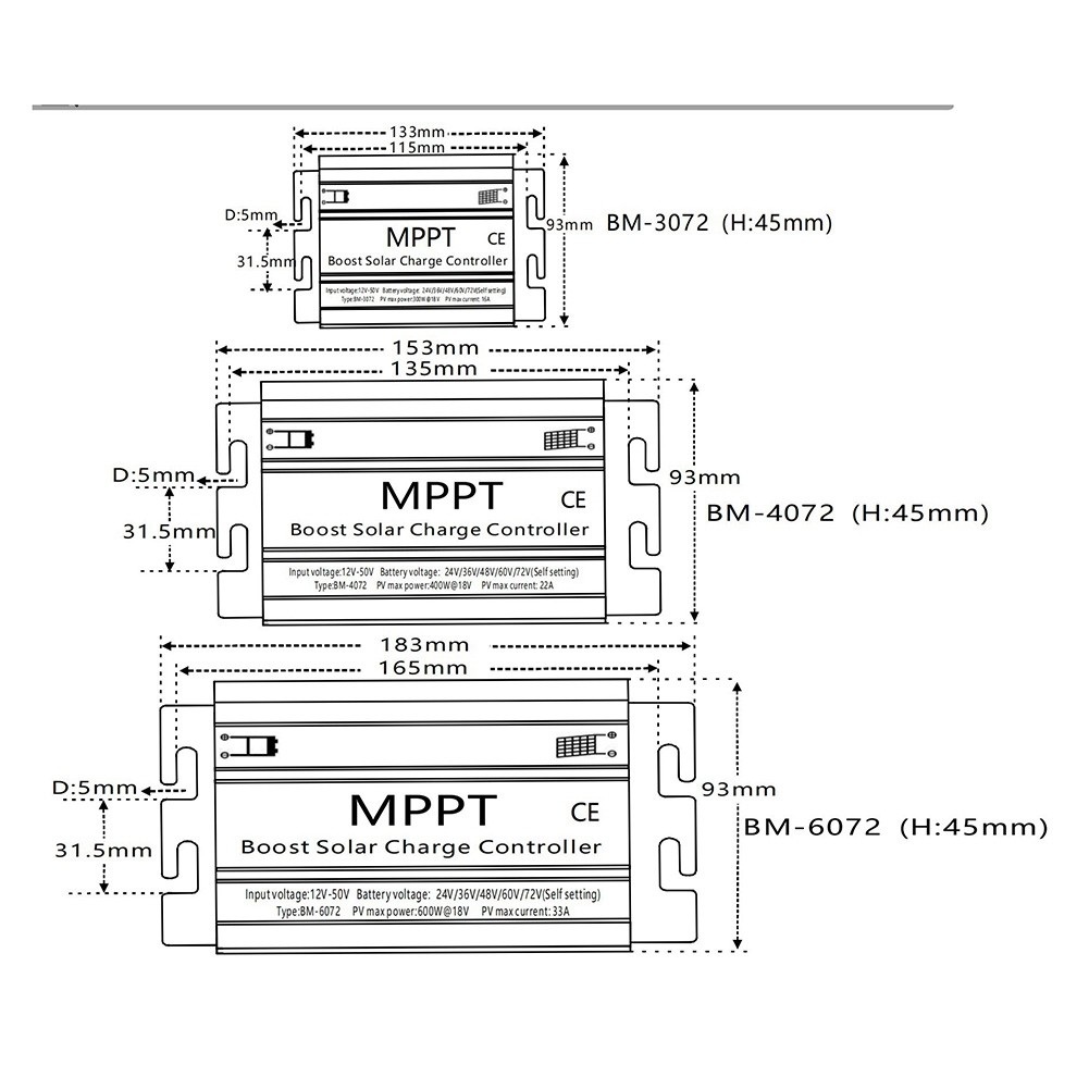 MPPT 600W Solar Boost Controller for 24V 36V 48V 60V 72V Battery Digital6456