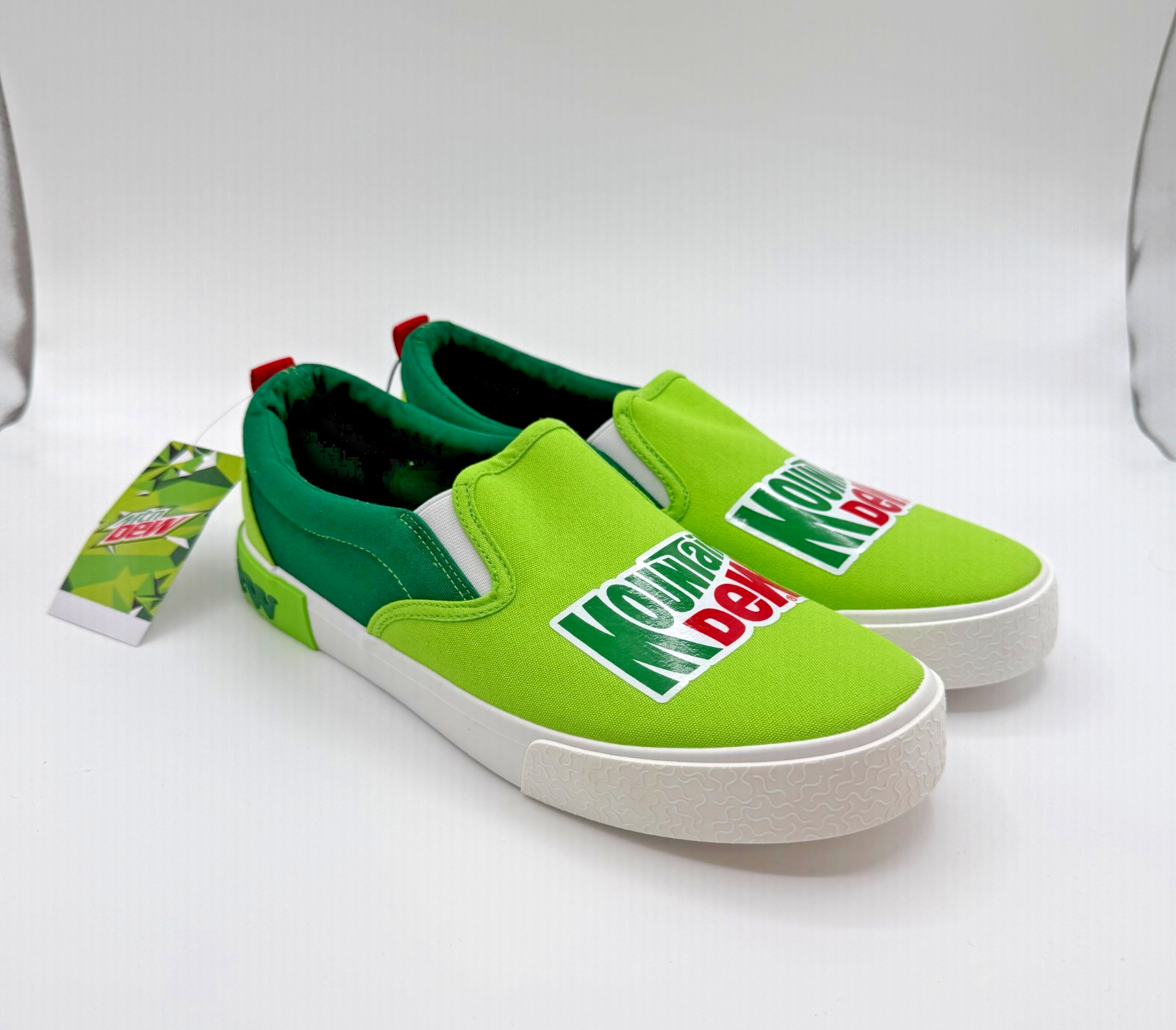 Mountain Dew Slip On Sneakers Mens 10 Green Slides Shoes Soda Pop NEW in Box