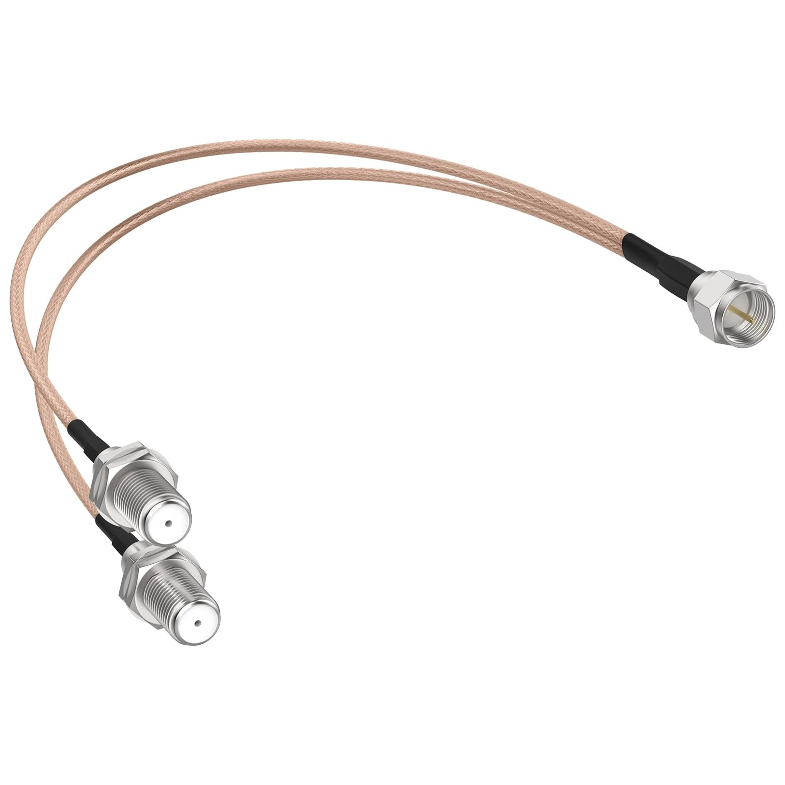 ZDRU F-Type RG6 3 Way Splitter Combiner Adapter, F Male to Dual Female, Gold