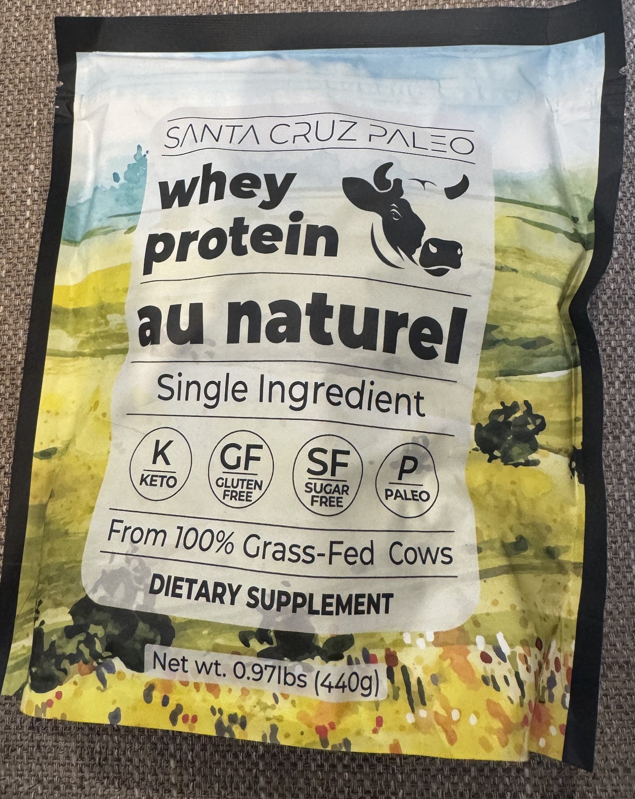 Santa Cruz Paleo Whey Protein Powder Unflavored 20 G Grass Fed Keto New  .97lbs