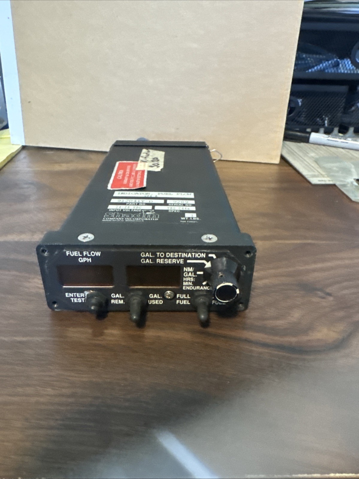 Shadin Fuel Flow Indicator  P/N 912041T-D 14/28v Pre owned