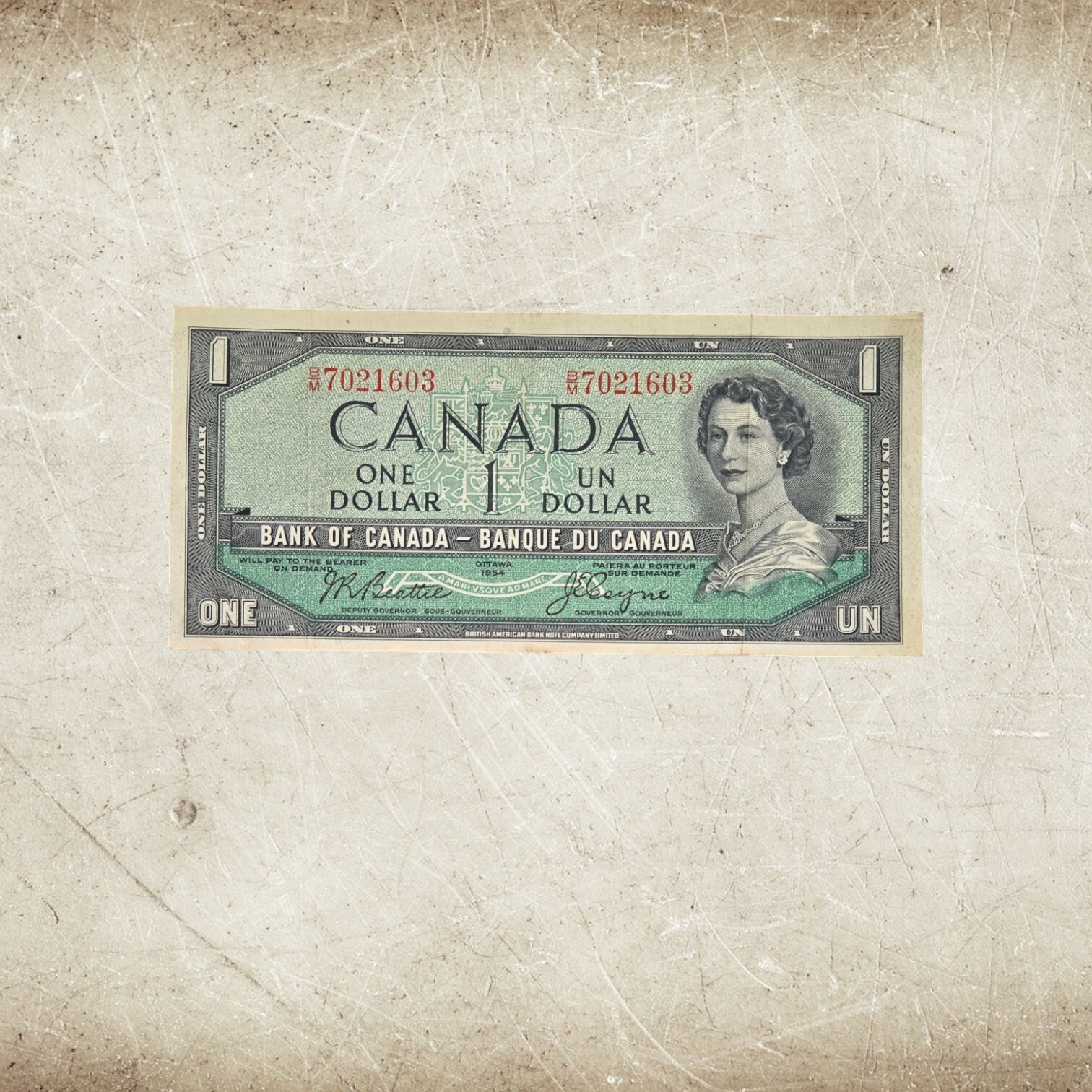 Bank Of Canada One Dollar Bill 1954 British American Bank Note  7021603