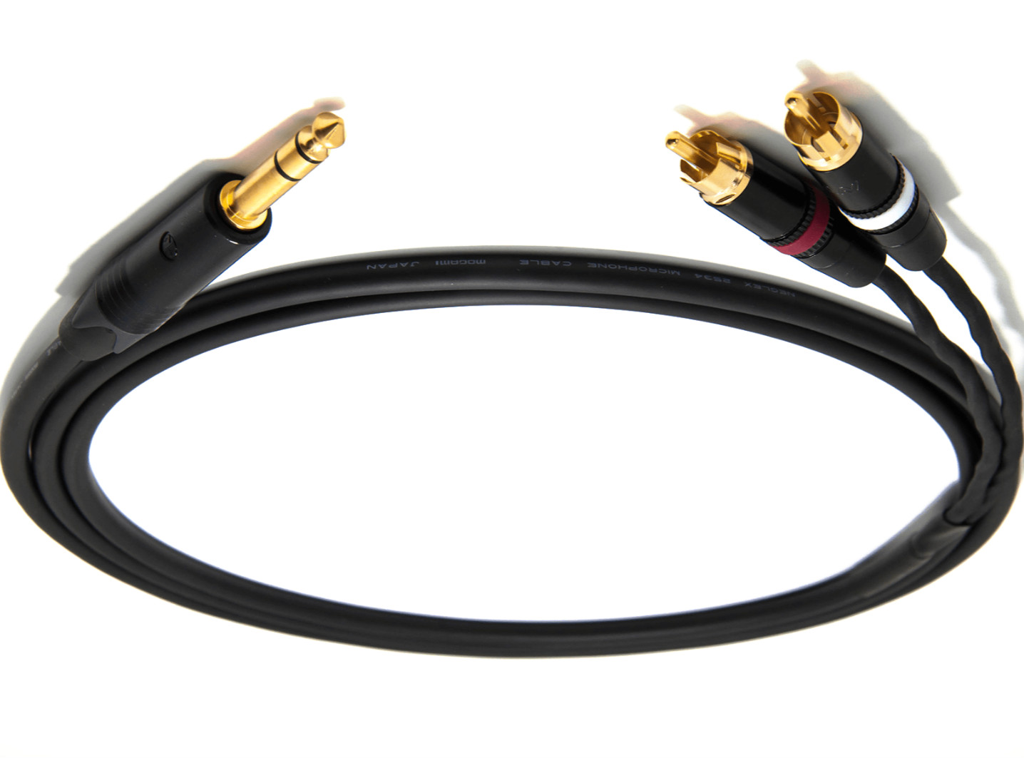 1FT -25'FT Mogami 2534 Neutrik 1/4 Stereo to Dual-RCA balance Star Quad Cable
