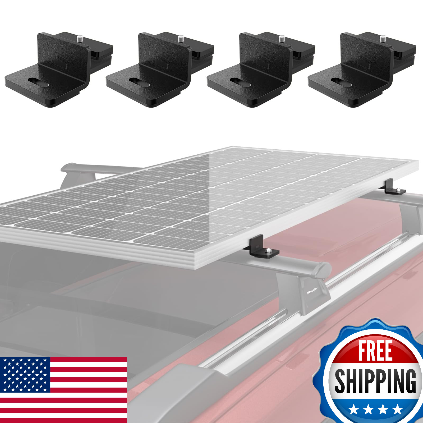 BougeRV Solar Panel T-Slot Mounting Kit Fits for Auto Cross Bars with T-Track to
