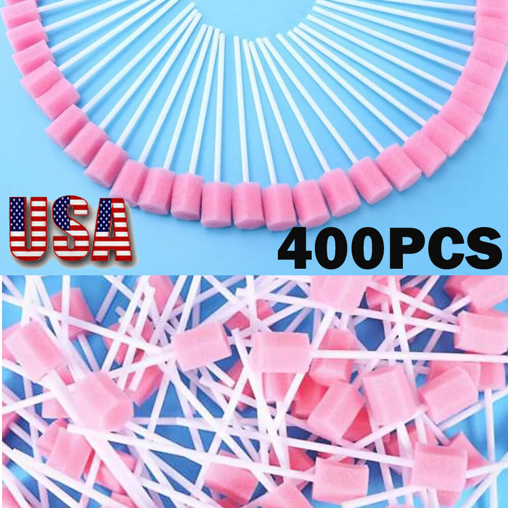 400x Disposable Oral Care Sponge Swabs Tooth Cleaning Mouth Swab With Sticks US