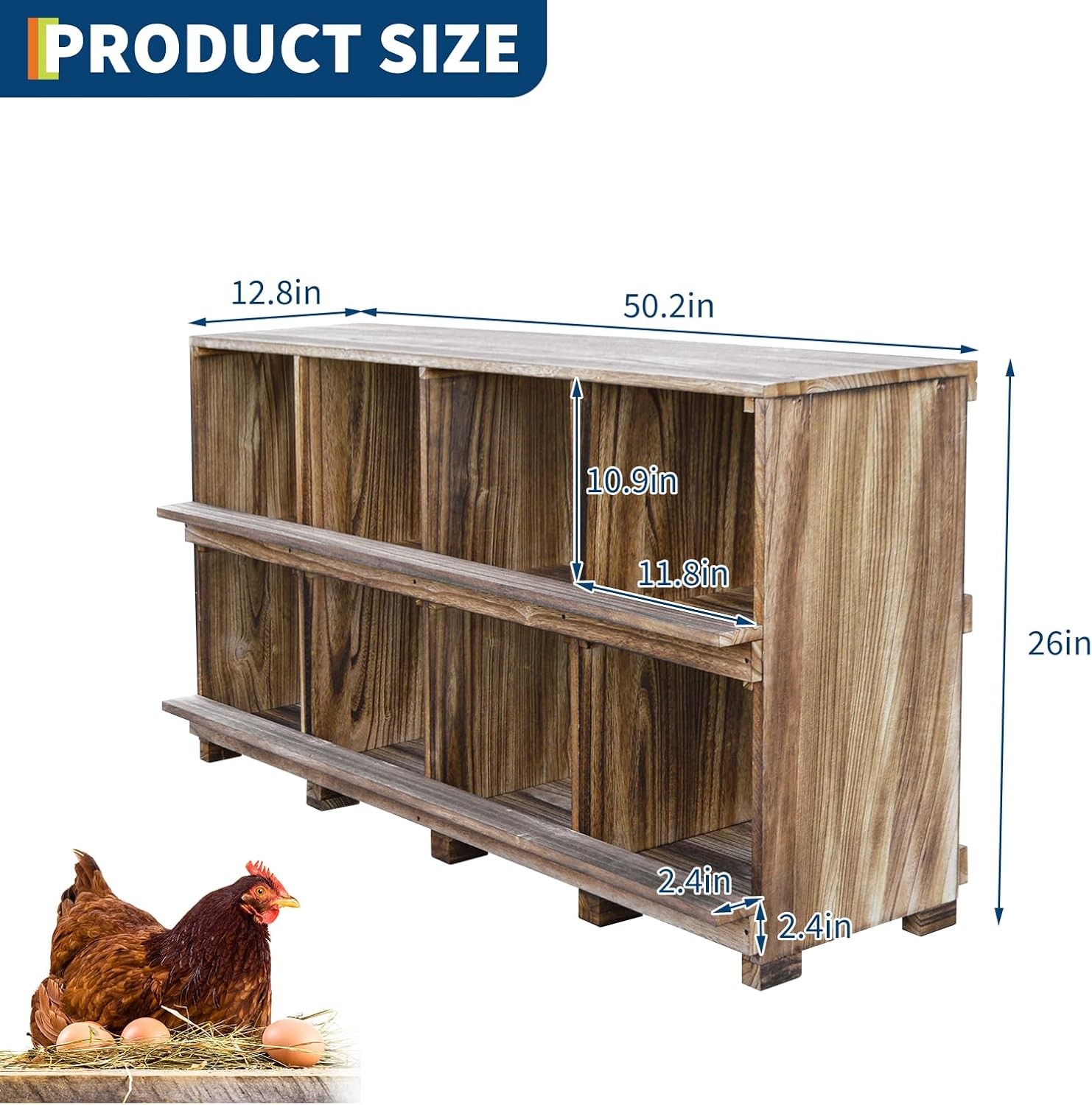 Chicken Nesting Box 8 Compartment Wooden Nesting Boxes Floor Stand/Wall Mount