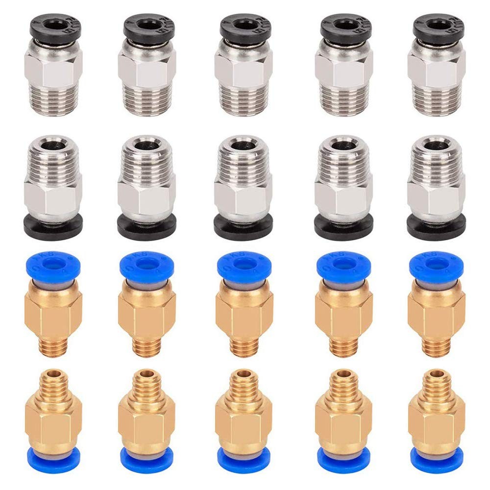 Aokin 10 Pcs PC4-M6 Pneumatic Fitting and 10 Pcs PC4-M10 Pneumatic Fitting fo...