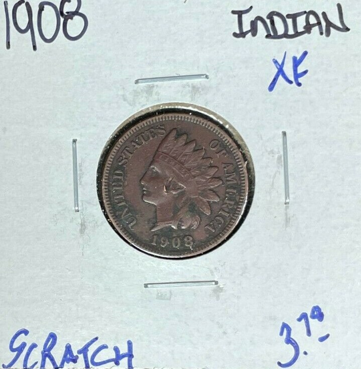 1908 INDIAN HEAD CENT ~ XF ~ SCRATCH ~NICE COIN~ REF# D/D