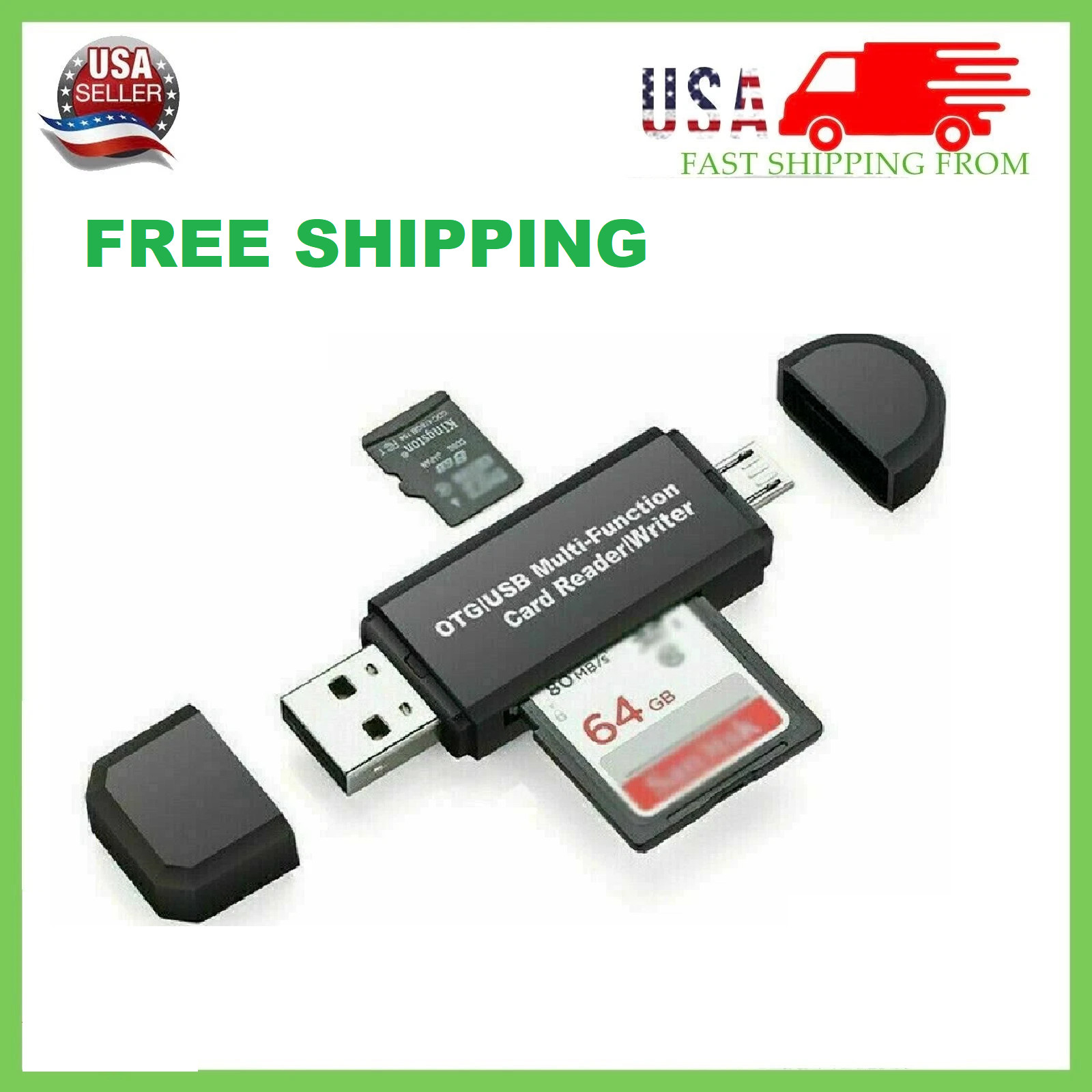 Micro USB OTG to USB 2.0 Adapter SD/Micro SD Card Reader With Standard USB Male