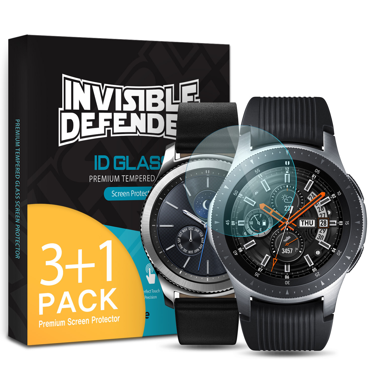 [4 Pack] Ringke ID Tempered Glass Screen Protector | Galaxy Watch 42mm / 46mm