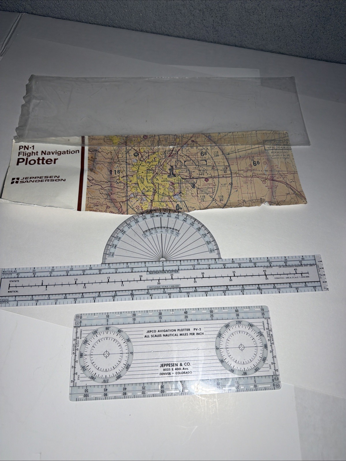 Vintage Jeppesen PN-1 Flight Navigation Plotter -PV-2 Also Included. Gently Used