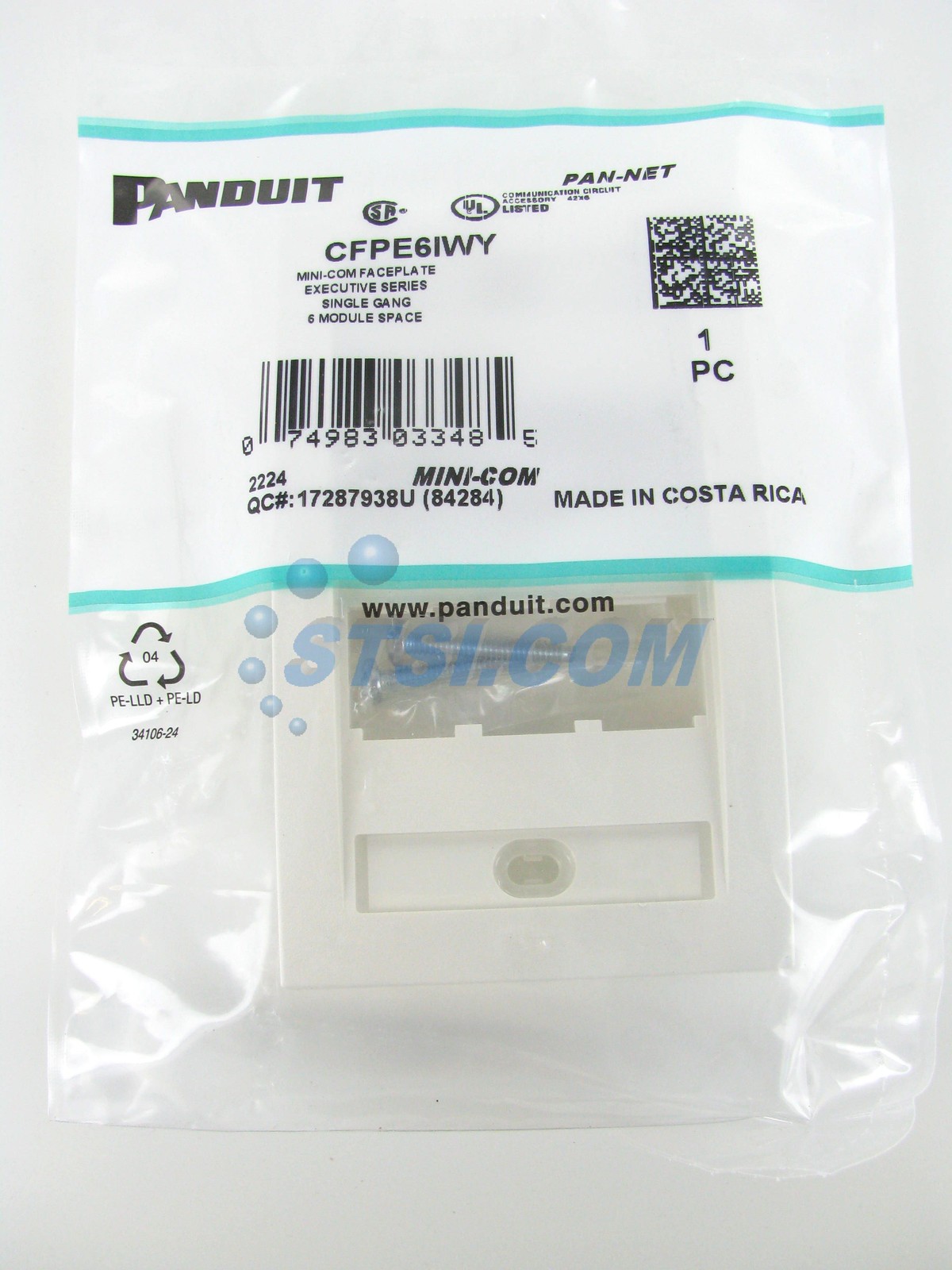 Panduit CFPE6IWY 6-Port Mini-Com Faceplate, Executive Series, Off-White ~STSI