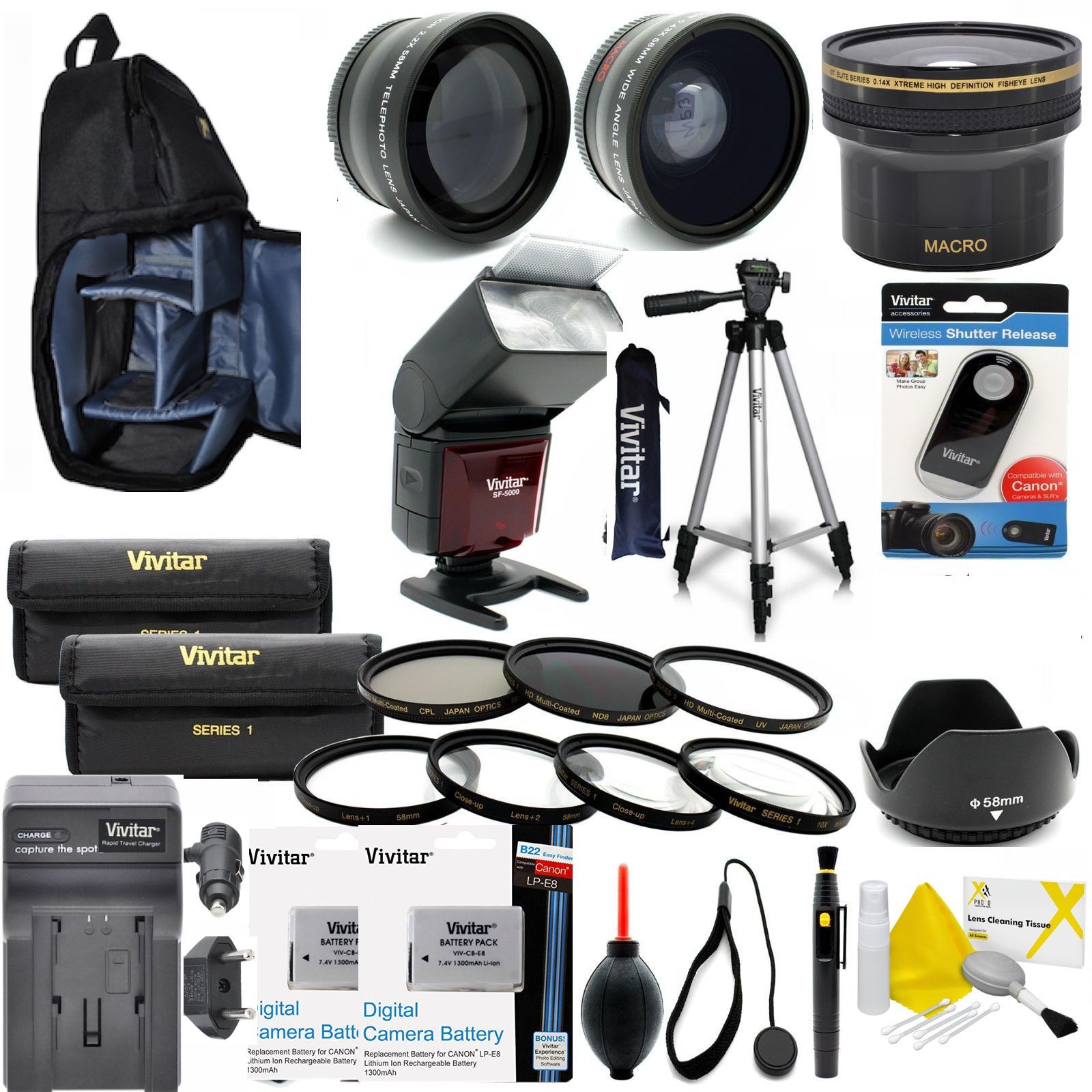 CANON REBEL T5i T4i T3i DIGITAL SLR CAMERA EVERYTHING YOU NEED HD ACCESSORY KIT