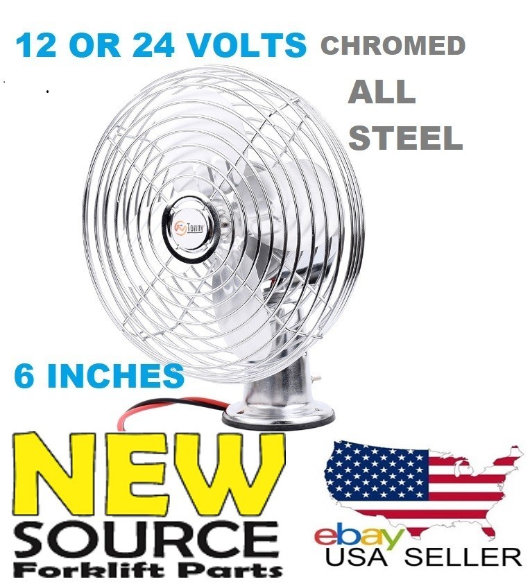 TRUCK FORKLIFT TRACTOR OPERATOR COOLING FAN 6" CAGED METAL BLADE 12 AND 24 VOLTS