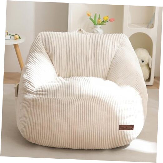 Kids Bean Bag Chair, Bean Bag Couch with Handle, Comfy Toddler Standard Beige