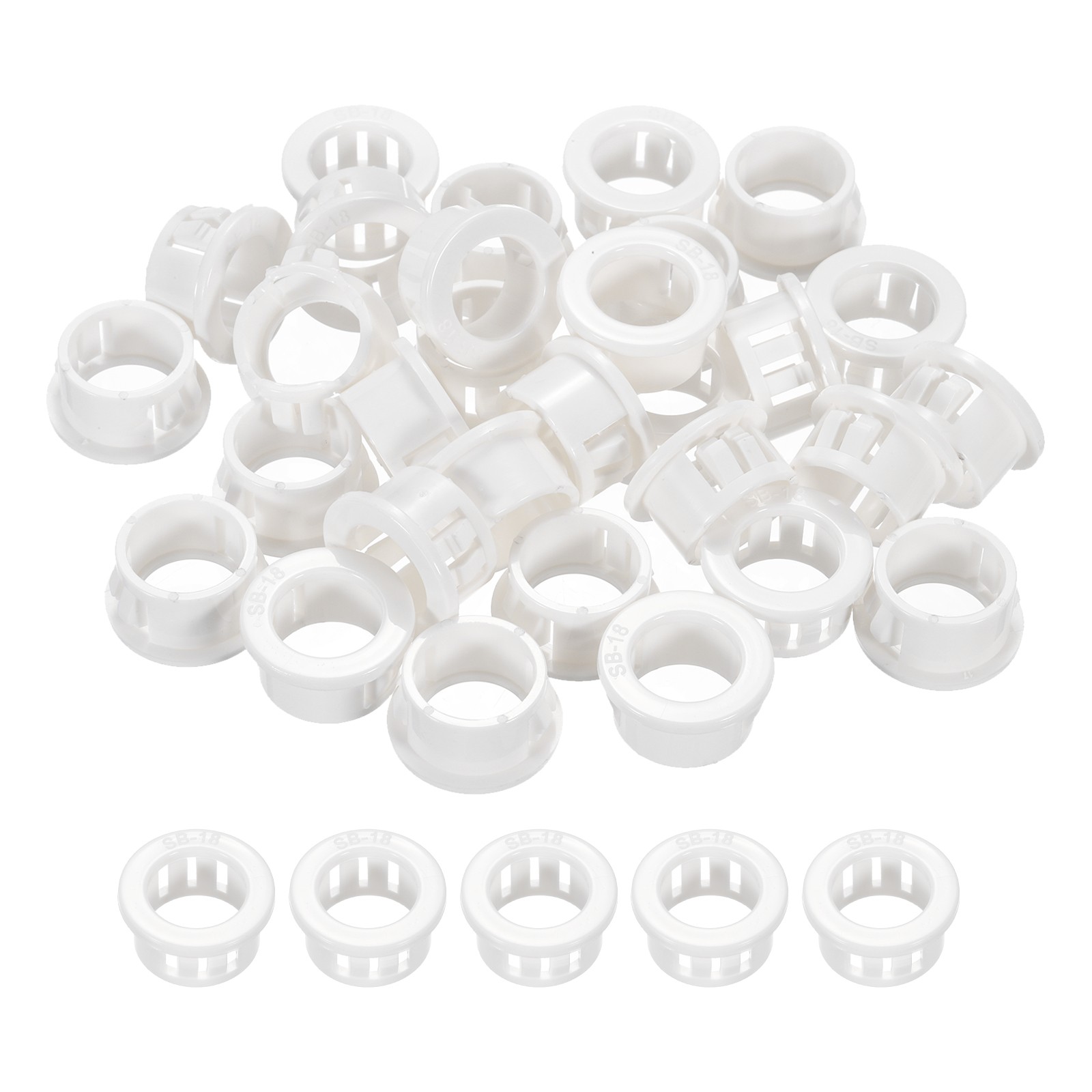 48pcs Wire Grommet, 17.8mm Mounting Dia Plastic Grommets Cable Hose Snap, White