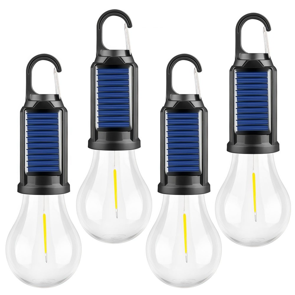 4x LED Lantern Camping Light Tent Lamp Solar USB Night Light 3 Brightness Modes