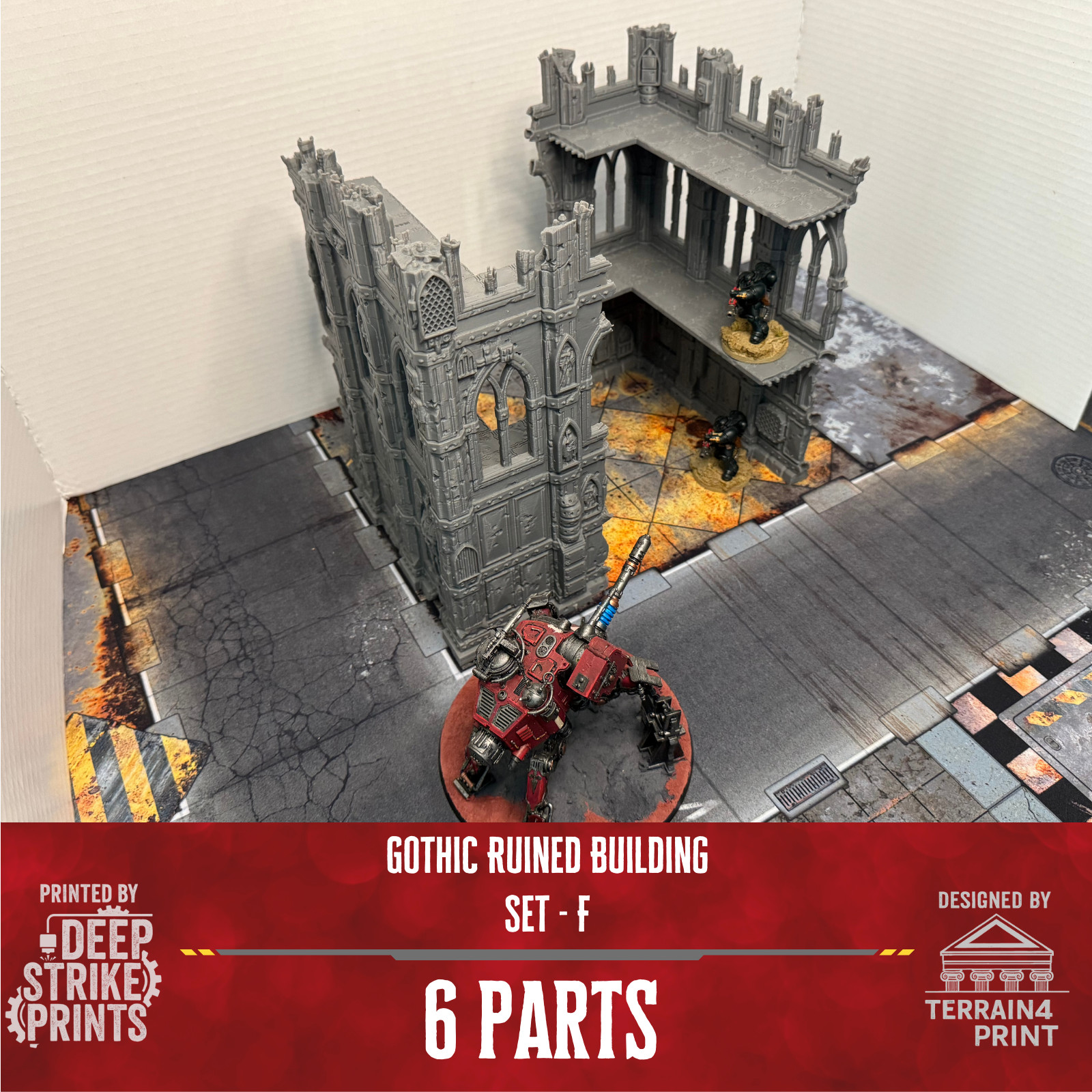 Gothic Ruined Building F x2 Terrain Scenery Tabletop/Warhammer 40k