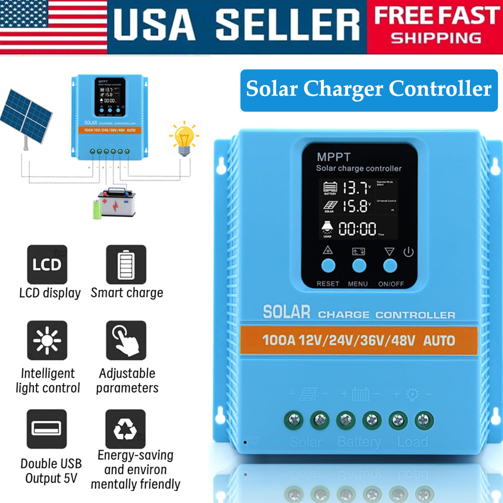 4000W MPPT Solar Charge Controller 100A/12V 24V 36V 48V Battery PV Regulator
