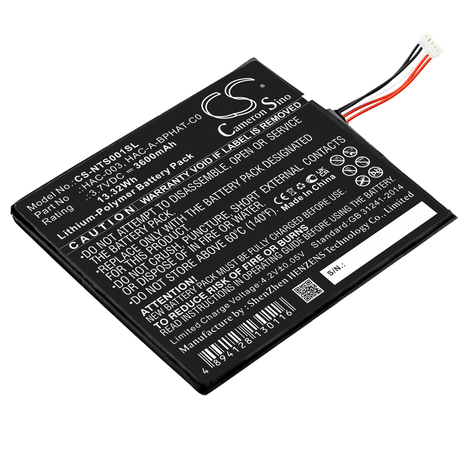 Game Battery for Nintendo HAC-003 HAC-A-BPHAT-C0 HAC-S-JP/EU-C0 Switch HAC-001