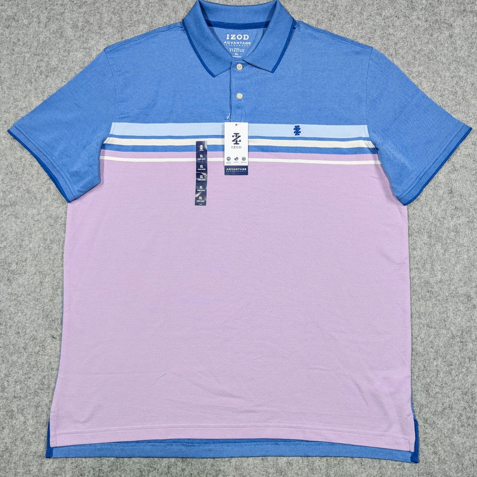 IZOD Golf Polo Shirt Mens XLBlue Purple Classic Advantage Performance Stretch