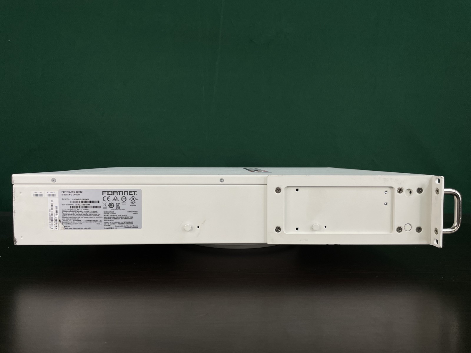 Fortinet FortiGate 3000D Firewall FG-3000D Dual Power +Ears /Registered