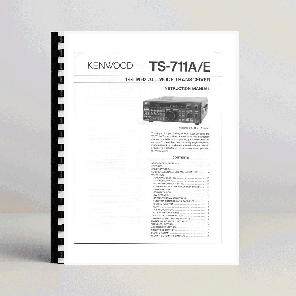 Kenwood TS-711A/E Instruction Manual - Premium Card Stock Covers & 32 LB Paper!
