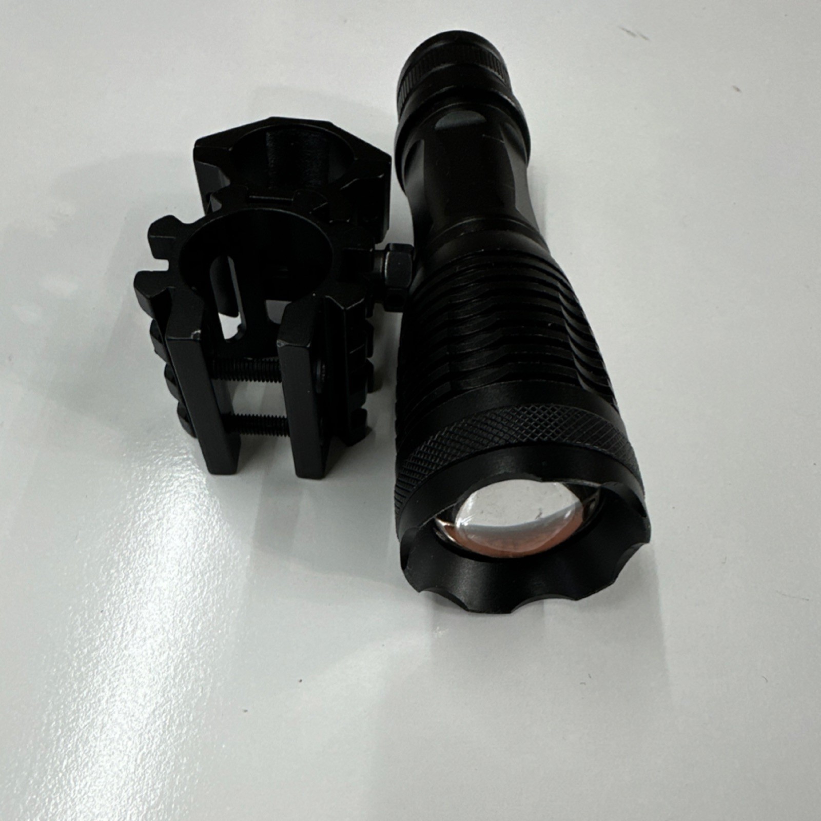Tactical Light Picatinny Barrel Clamp Mount for Rifle Shotgun Black White Light
