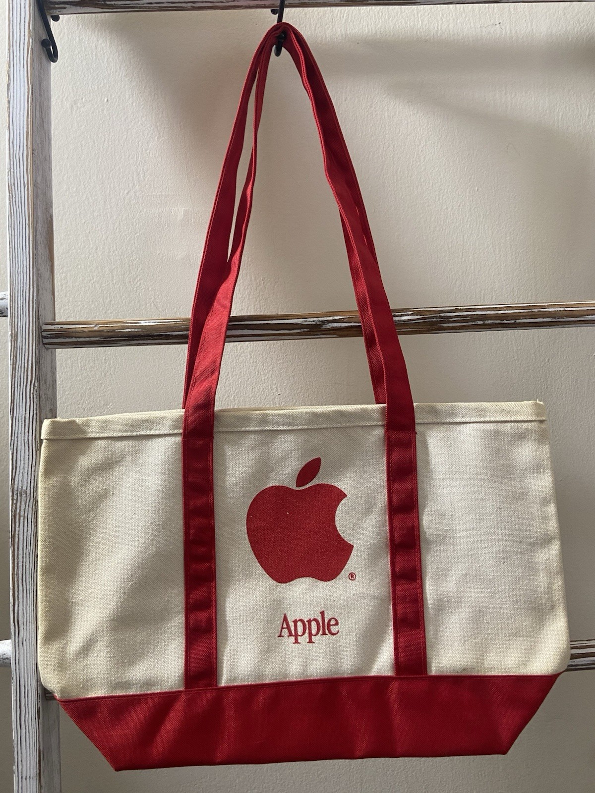 Vintage Apple Macintosh GTSI Trade Show Canvas Tote Bag Slim But Excellent Cond