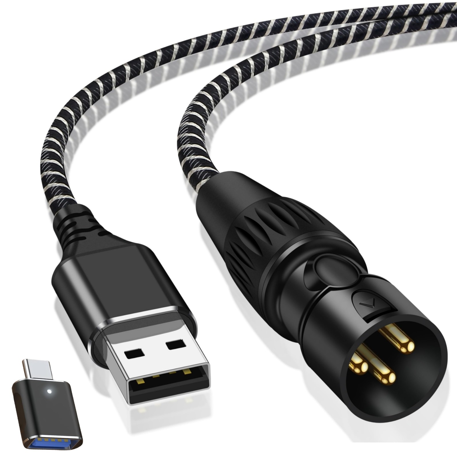 USB to XLR Cable,6.6 FT USB A to XLR Audio Stereo Cable,USB C to XLR Male Out...