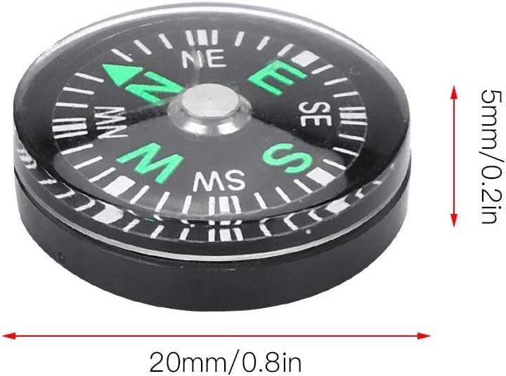 Pocket Compass, 20mm 12pcs Mini Oil Filled Compass for Hiking Black