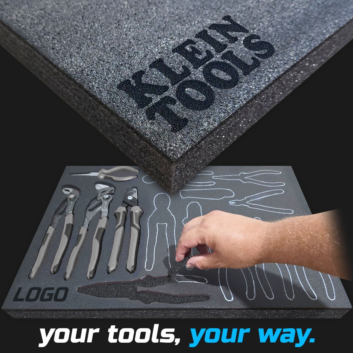 KLEIN TOOLS dark shadow foam tool tray insert storage organizer toolbox kit set