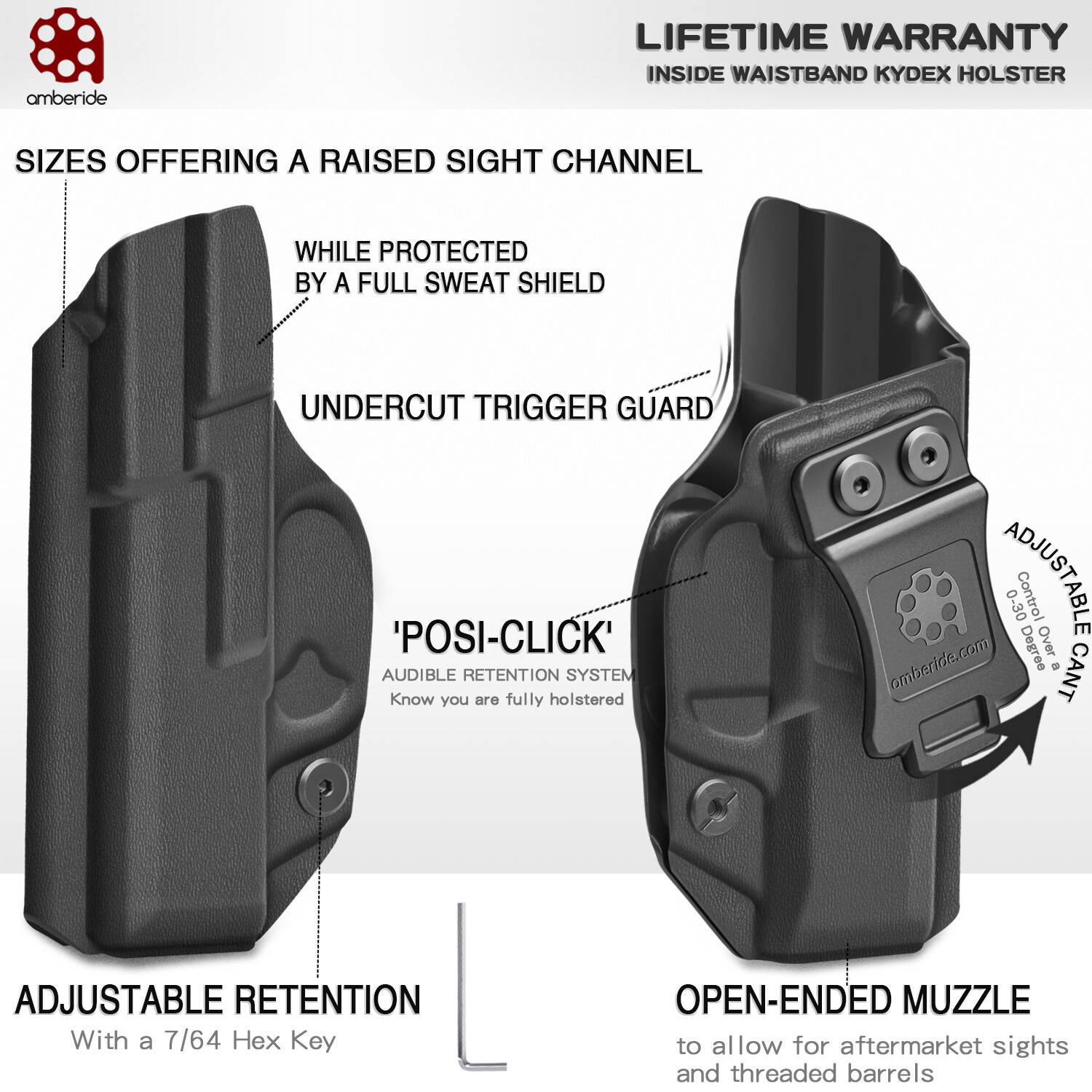 Amberide Ruger IWB KYDEX Holster for Ruger LCP 380 Auto Inside Pistol Concealed