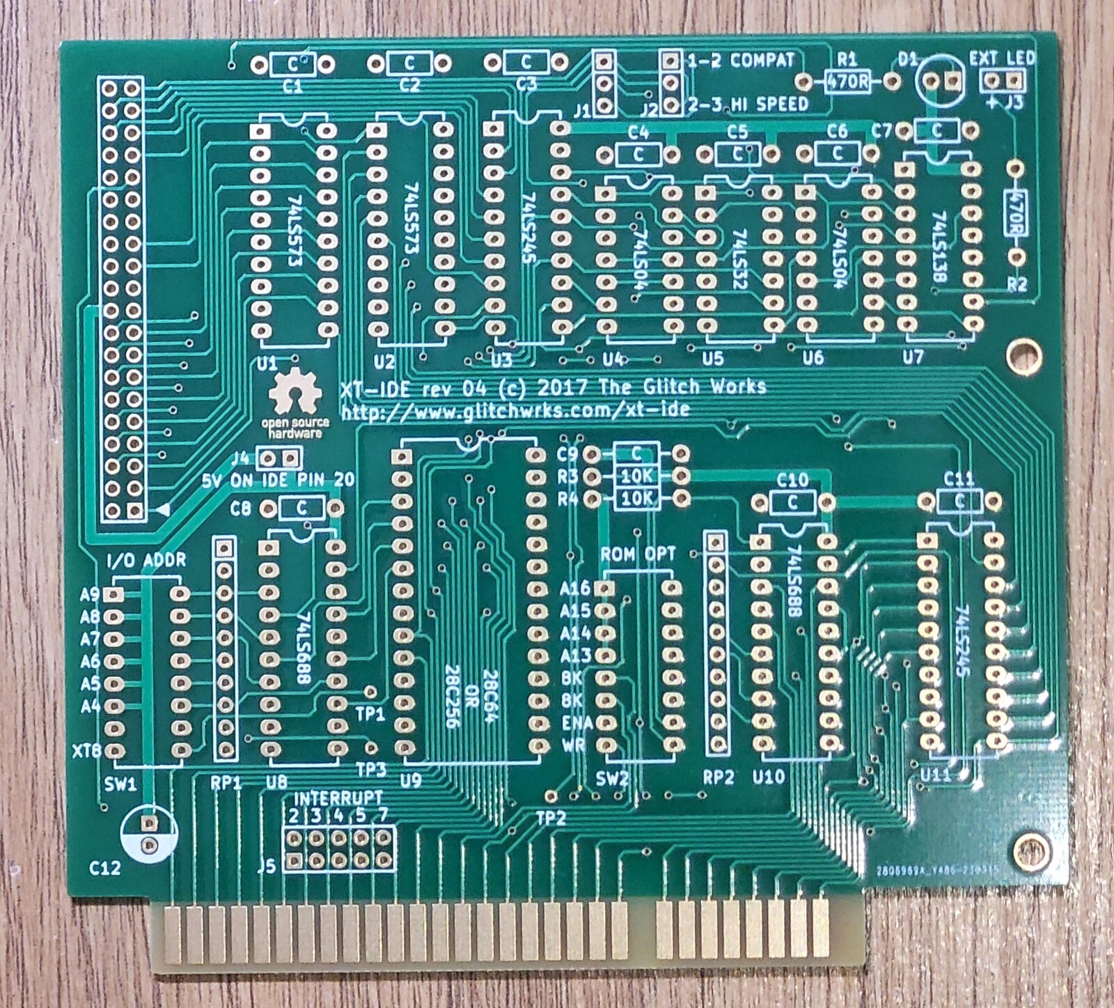 🇬🇧 XT IDE Rev 4 PCB ISA Controller Card - ENIG gold plated