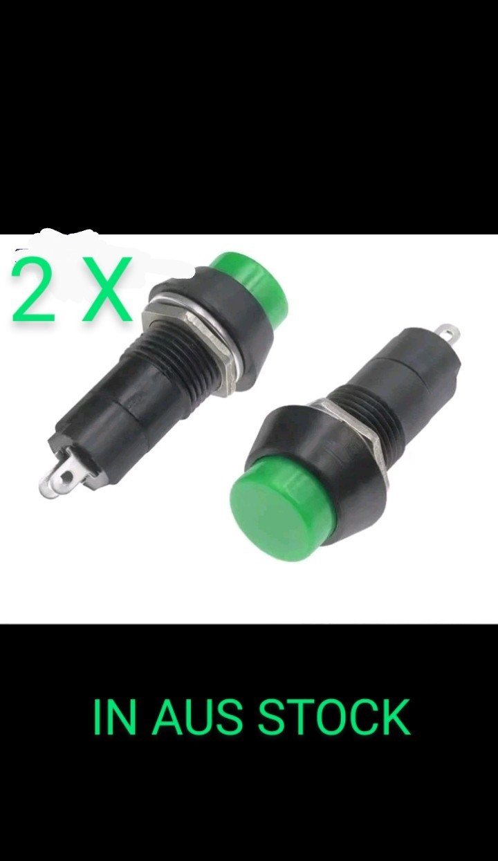 2PCS 12mm GREEN LATCHING Push Button Switch (ON)-OFF 2 Pin 3A 250V
