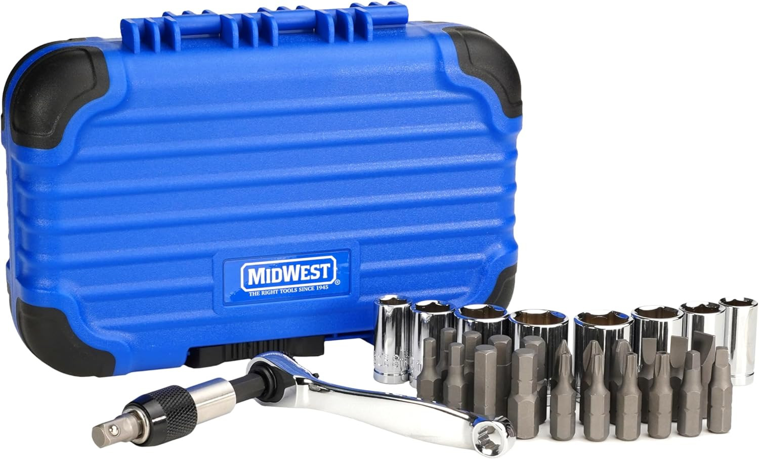 MIDWEST Mini Socket Bit Set - 1/4" Reversible Wrench 31 Piece One Size