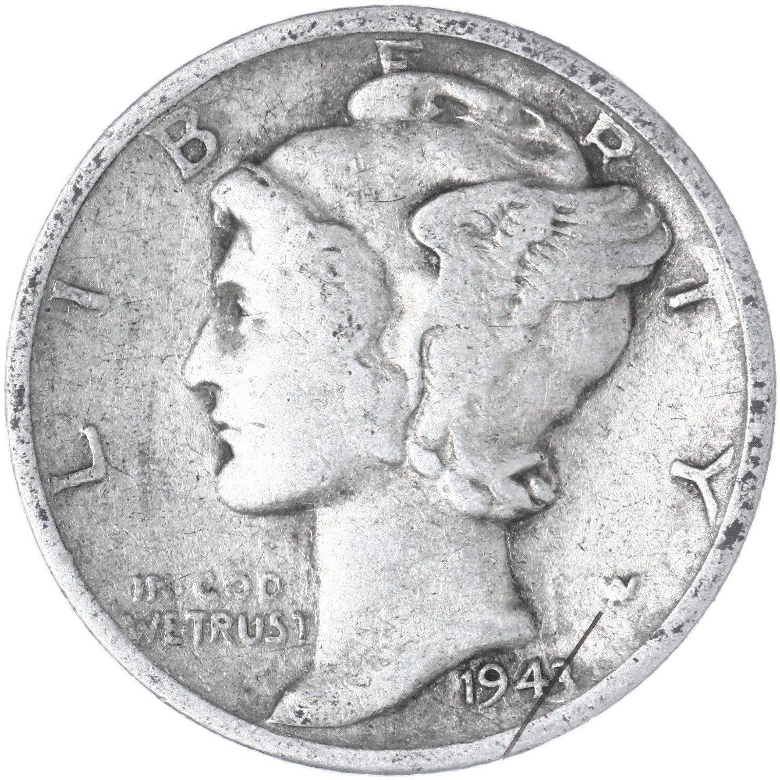 1943 (P) Mercury Dime 90% Silver Very Good VG