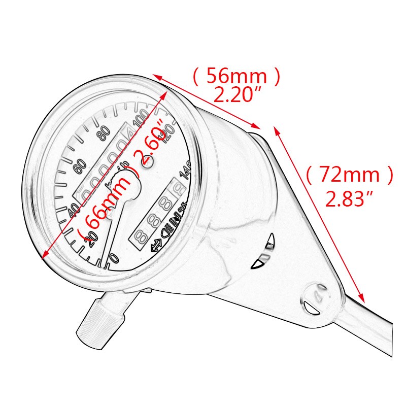 Motorcycle Universal Mini Speedometer Odometer Gauge Indicator Light 12V Black