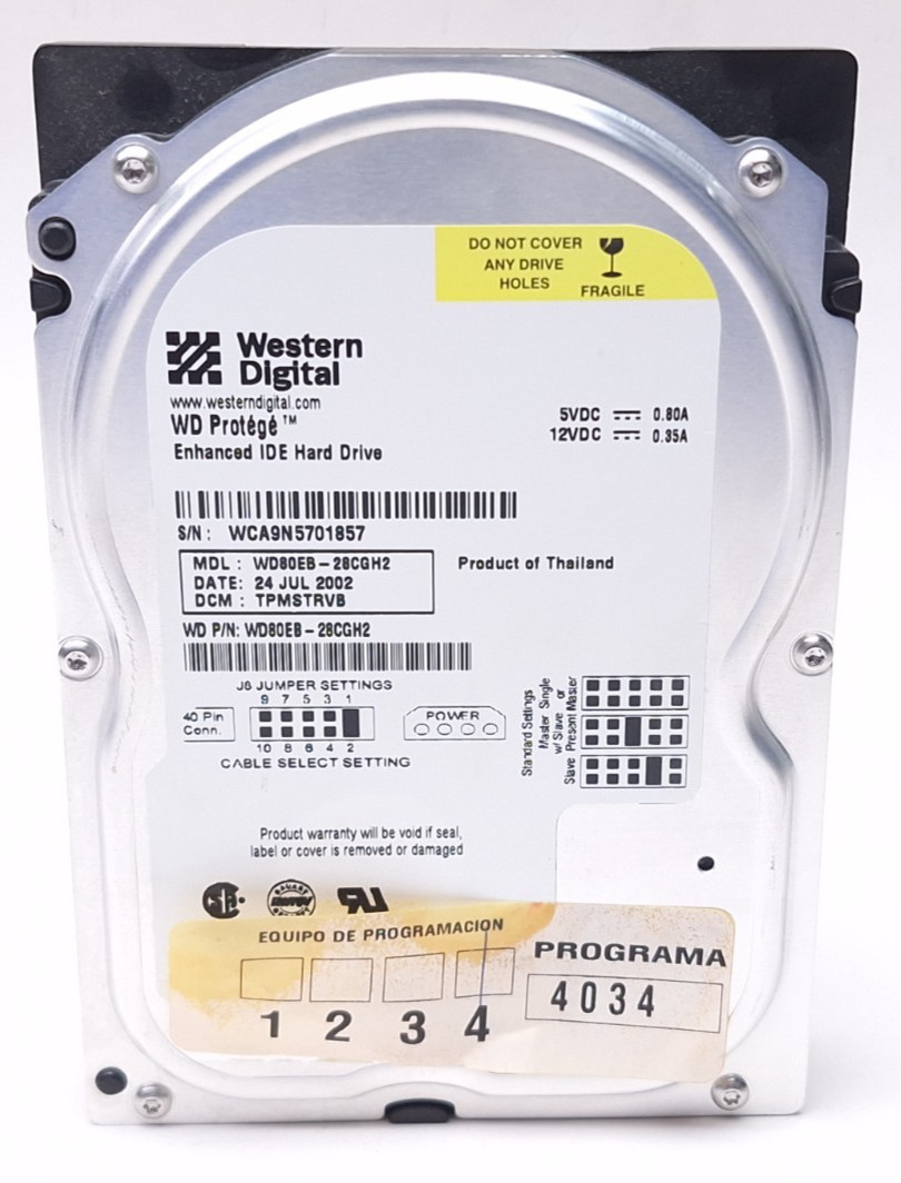 Original Xbox Western Digital 8GB Protege Internal 5400RPM 3.5" WD80EB-28CGH2