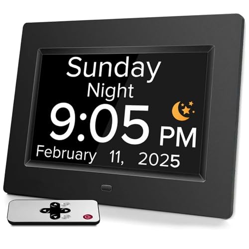 Digital Alarm Clock with Date and Day of The Week for Dementia Seniors, Black