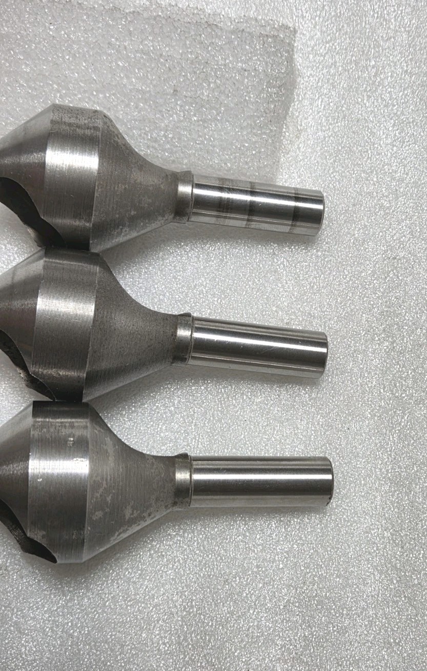 3 Pcs.- 1-1/2" Dia. Countersink Deburring Tool 82°, HSS Zero Flute, 1/2" Shank